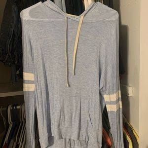 Blue hooded pull over